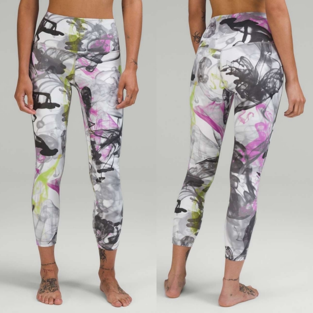 Lululemon Throwback Print Align High-Rise Pant 25" Unicorn Throwback White 6